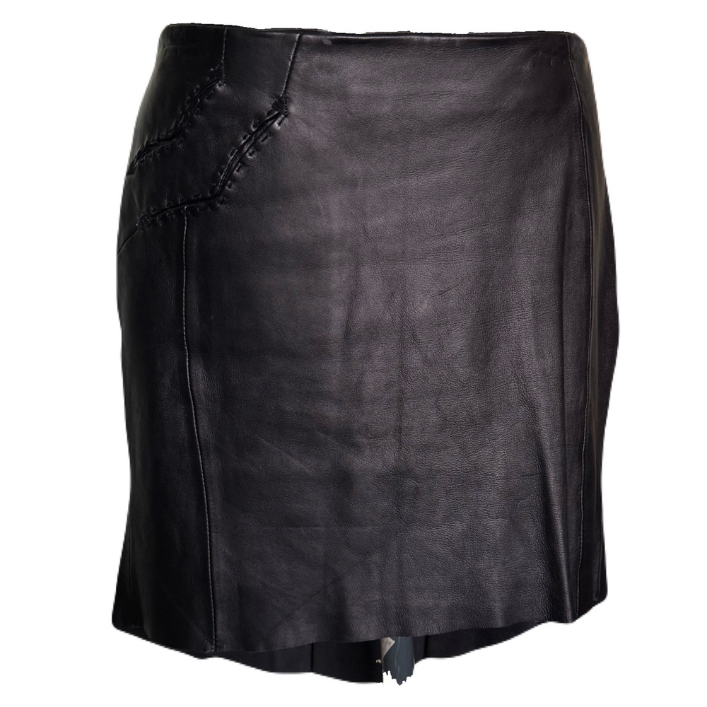 What Comes Around Goes Around Black Leather Skirt
